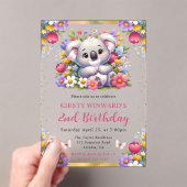 Invitations En Acrylique Aquarelle Pâques Koala & Fleurs de printemps Anniv (In situ (ordinateur de poche))