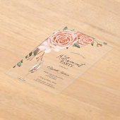 Invitations En Acrylique Aquarelle Peach Blush Flower Champagne Retirement (Poser)