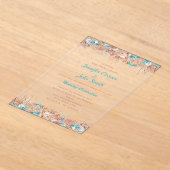 Invitations En Acrylique Aquarelle personnalisée Boho Terracotta Mariage fl (Poser)
