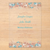 Invitations En Acrylique Aquarelle personnalisée Boho Terracotta Mariage fl (Recto)