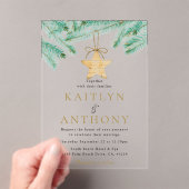 Invitations En Acrylique Aquarelle Pine Boughs Noël Mariage d'hiver (In situ (ordinateur de poche))