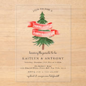 Invitations En Acrylique Aquarelle Pine Tree Joyeux Petit Baby shower (Recto)