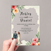 Invitations En Acrylique Aquarelle romantique Floral Bride Et Mariage de ch (In situ (ordinateur de poche))