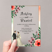 Invitations En Acrylique Aquarelle romantique Floral Bride Et Mariage de ch (In situ (ordinateur de poche))