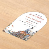 Invitations En Acrylique Aquarelle romantique Italie Destination Mariage (Poser)