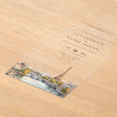 Invitations En Acrylique Aquarelle romantique Paris France Arc Mariage (Poser)