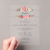 Invitations En Acrylique Aquarelle romantique Roses roses roses et calligra (In situ (ordinateur de poche))
