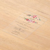 Invitations En Acrylique Aquarelle romantique Roses roses roses et calligra (Poser)