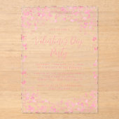 Invitations En Acrylique Aquarelle rose Coeurs d'amour Saint Valentin (Recto)