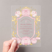 Invitations En Acrylique Aquarelle Rose Crest Baptême (In situ (ordinateur de poche))