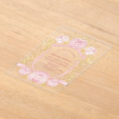 Invitations En Acrylique Aquarelle Rose Crest Baptême (Poser)