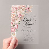 Invitations En Acrylique Aquarelle rose Fête des mariées Fleurs blanches (In situ (ordinateur de poche))