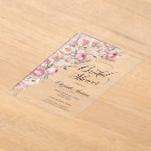 Invitations En Acrylique Aquarelle rose Fête des mariées Fleurs blanches (Poser)