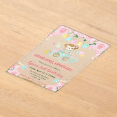 Invitations En Acrylique Aquarelle rose Fleurs Anniversaire de enfant singe (Poser)