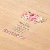 Invitations En Acrylique Aquarelle rose Mariage photo (Poser)