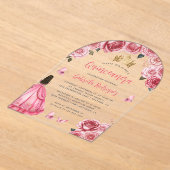 Invitations En Acrylique Aquarelle Rose rose or Quinceañera (Poser)