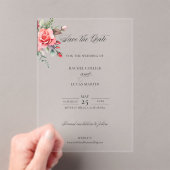 Invitations En Acrylique Aquarelle rose roses et calligraphie Enregistrer l (In situ (ordinateur de poche))