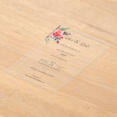 Invitations En Acrylique Aquarelle rose roses et calligraphie Enregistrer l (Poser)