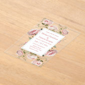 Invitations En Acrylique aquarelle rose script fleurs florales mariage (Poser)