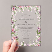 Invitations En Acrylique Aquarelle rose violet Mariage de verdure fleurie (In situ (ordinateur de poche))