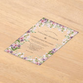 Invitations En Acrylique Aquarelle rose violet Mariage de verdure fleurie (Poser)
