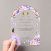 Invitations En Acrylique Aquarelle Rose violette bleu Quinceañera (In situ (ordinateur de poche))