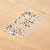 Invitations En Acrylique Aquarelle Roses roses avec Baby shower papillon (Poser)