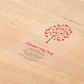 Invitations En Acrylique Aquarelle Rouge Coeur Arbre Saint Valentin (Poser)