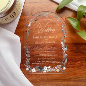 Invitations En Acrylique Aquarelle rustique Boho Floral Élégant Mariage Arc