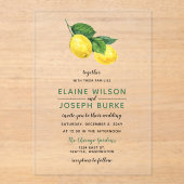 Invitations En Acrylique Aquarelle rustique Citrus Lemon Mariage (Recto)