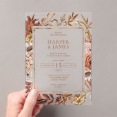 Invitations En Acrylique Aquarelle rustique Mariage de cadre Floral Automne (In situ (ordinateur de poche))