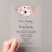 Invitations En Acrylique Aquarelle rustique Mariage rose (In situ (ordinateur de poche))