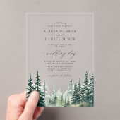 Invitations En Acrylique Aquarelle rustique pins mariage de forêt (In situ (ordinateur de poche))