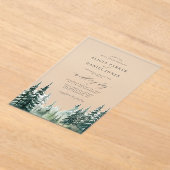 Invitations En Acrylique Aquarelle rustique pins mariage de forêt (Poser)