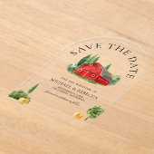 Invitations En Acrylique Aquarelle rustique Rouge mariage de la grange Enre (Poser)