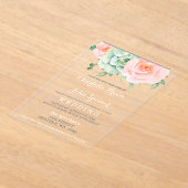 Invitations En Acrylique Aquarelle Succulent Blush Floral Élégant Mariage (Poser)