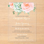 Invitations En Acrylique Aquarelle Succulent Blush Floral Élégant Mariage (Recto)