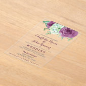 Invitations En Acrylique aquarelle succulent prune rose mariage (Poser)