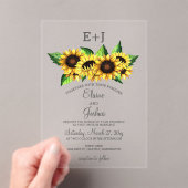 Invitations En Acrylique Aquarelle Tournesols Pays Mariage rustique (In situ (ordinateur de poche))