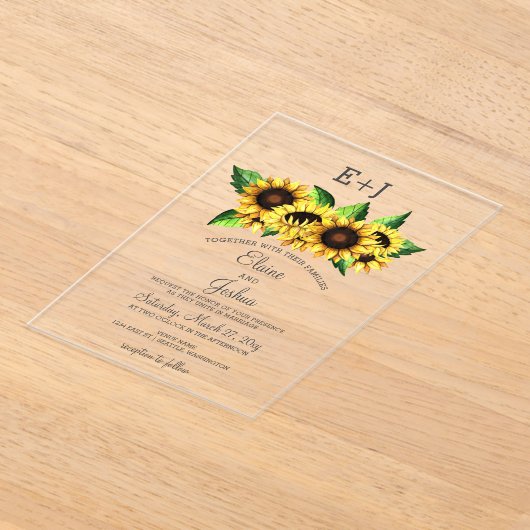 Invitations En Acrylique Aquarelle Tournesols Pays Mariage rustique (Poser)