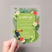 Invitations En Acrylique Aquarelle Tropical avec Mariage Toucan Green ID577 (In situ (ordinateur de poche))