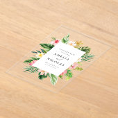 Invitations En Acrylique Aquarelle Tropical Botanical Frame Enregistrer la  (Poser)