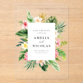 Invitations En Acrylique Aquarelle Tropical Botanical Frame Enregistrer la  (Recto)