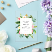 Invitations En Acrylique Aquarelle Tropical Botanical Frame Enregistrer la  (Insitu (Mariage))