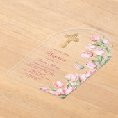 Invitations En Acrylique Aquarelle Tulipes Arch Baptême (Poser)
