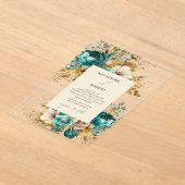 Invitations En Acrylique Aquarelle Turquoise or Floral Mariage (Poser)