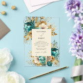 Invitations En Acrylique Aquarelle Turquoise or Floral Mariage (Insitu (Mariage))