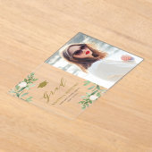 Invitations En Acrylique Aquarelle Verdure Fleurs blanches Graduation (Poser)