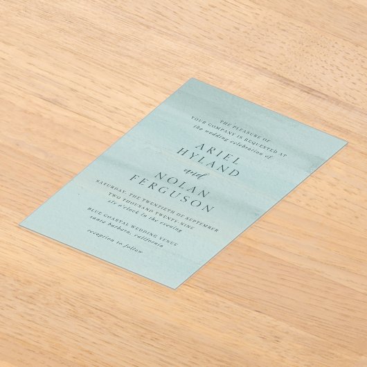 Invitations En Acrylique Aquarelle verte moderne Mariage élégant (Poser)