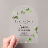 Invitations En Acrylique Aquarelle verte Vine d'Ivy Mariage Enregistrer la  (In situ (ordinateur de poche))